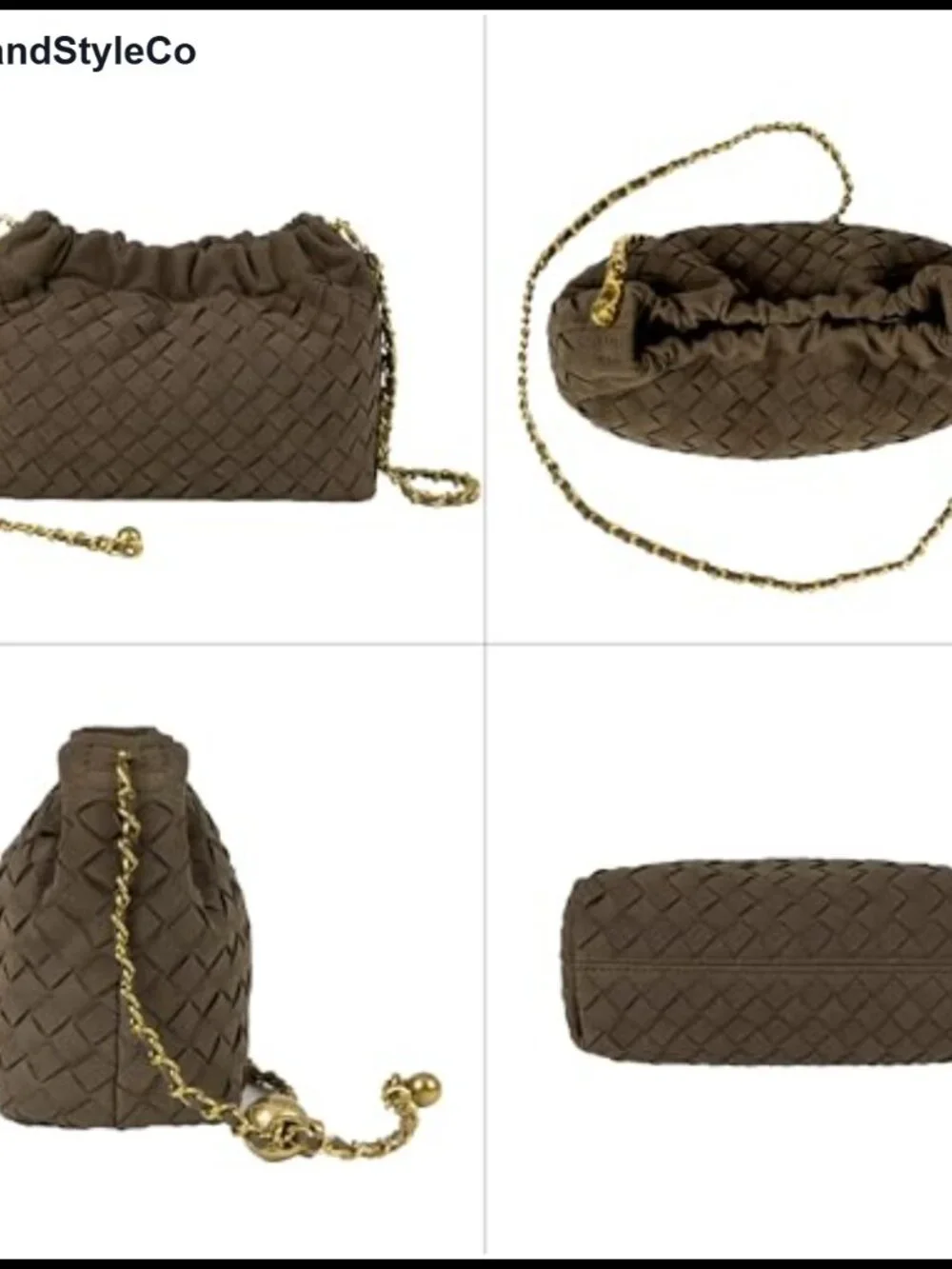 Woven Dumpling Hobo Crossbody Bag Suede Vegan Leather Adjustable Strap